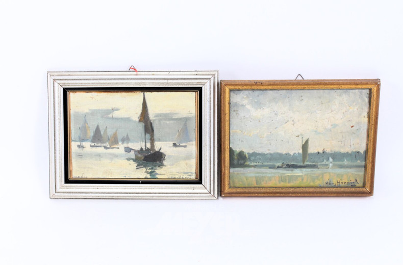 2 kl. Gemälde "Segelboote"