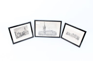 3 Drucke versch. Rathäuser