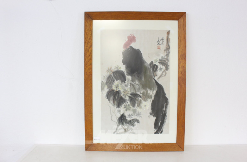 chin. Aquarell "Hahn"