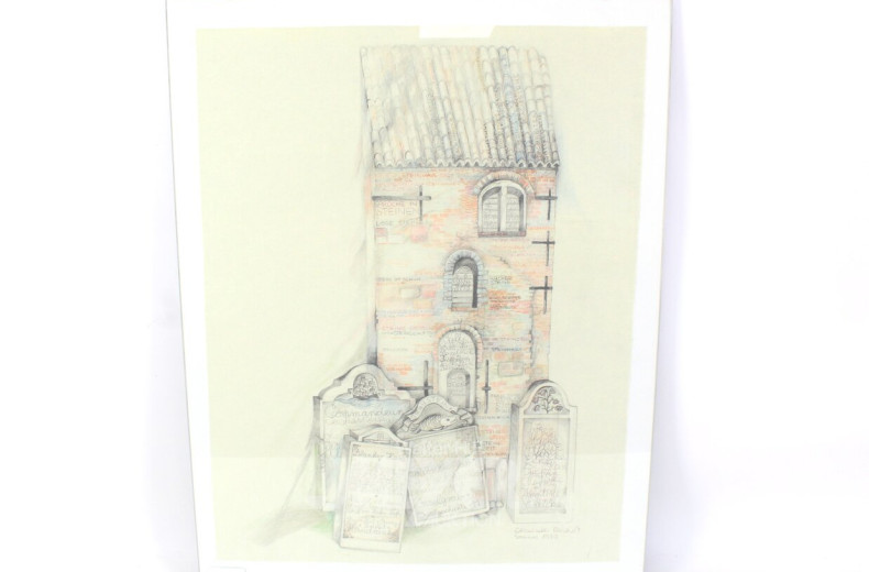 Kolorierte Zeichnung "Inselgrab / Inselgeschichte 11"