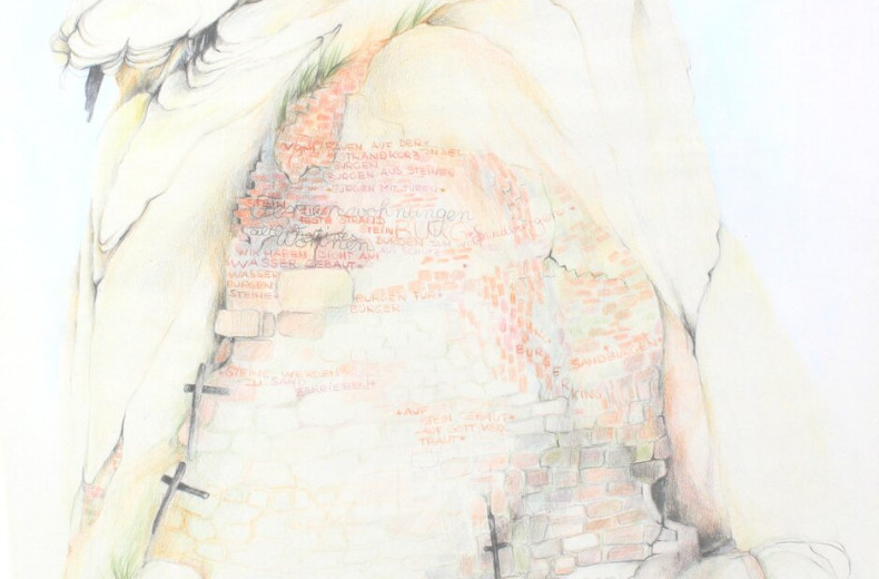 Kolorierte Zeichnung "Ferienwohnungen / alternatives Wohnen"