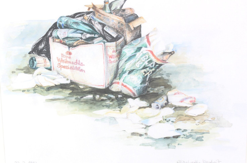 Kolorierte Zeichnung "Feine Weihnachtsspezialitäten"