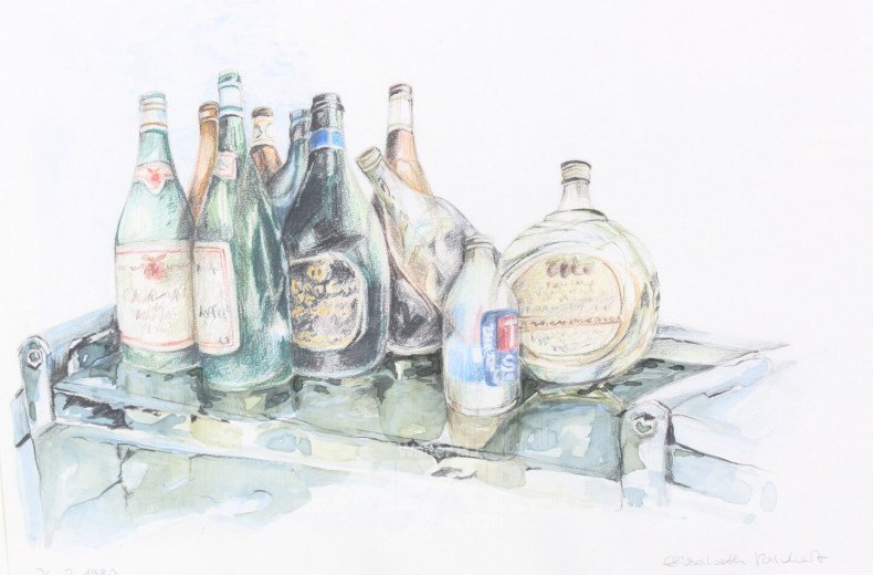 Kolorierte Zeichnung "Nachlese"