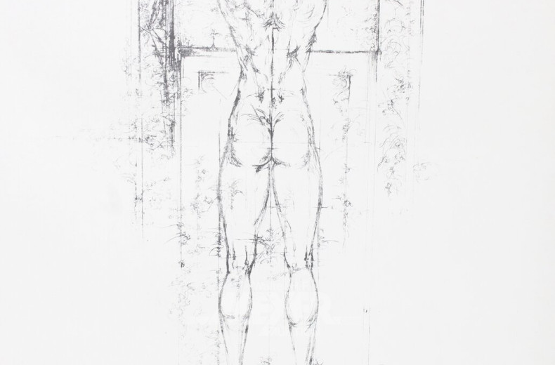 Grafik "Männl. Akt" sowie 1 Kunstdruck "Gesichter"