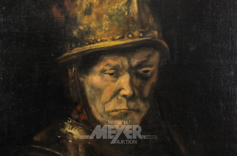 Druck nach Rembrandt "Mann mit Goldhelm"