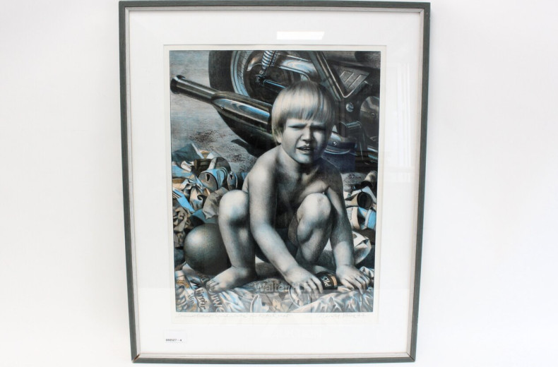 Farblithographie "Sommerlicher Spielplatz"