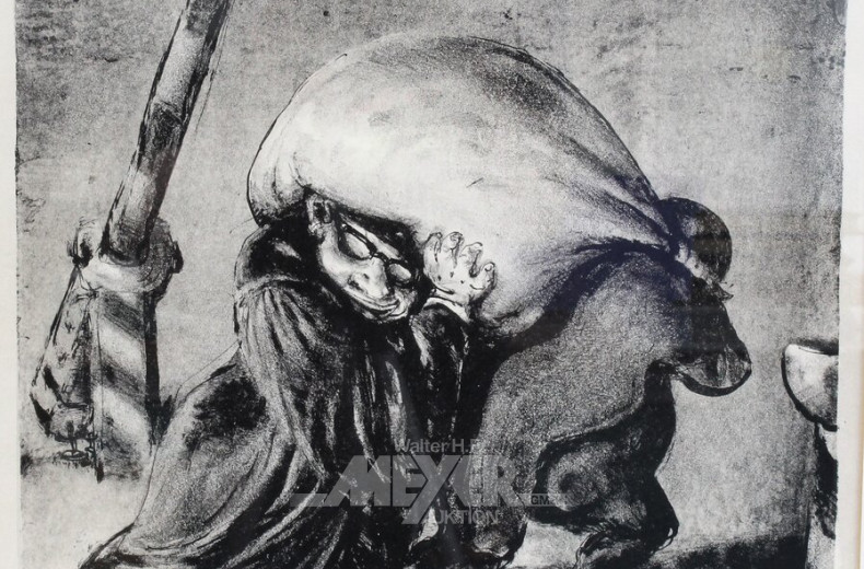 Lithographie "Einer trage des anderen Last