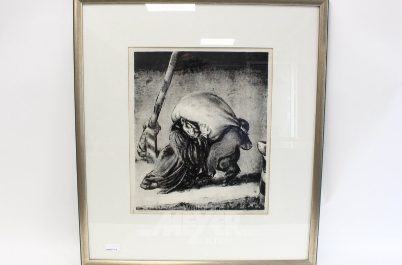 Lithographie "Einer trage des anderen Last