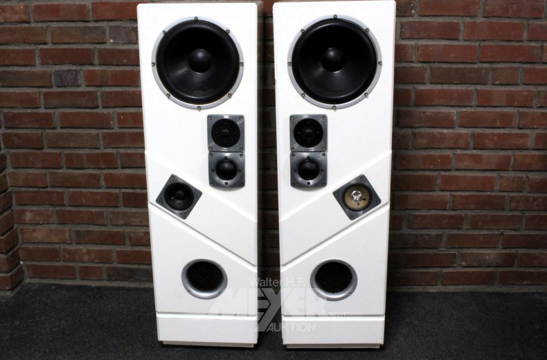 Paar Stand-Lautsprecherboxen, Hochglanz weiß mit MAGNAT Kalotten