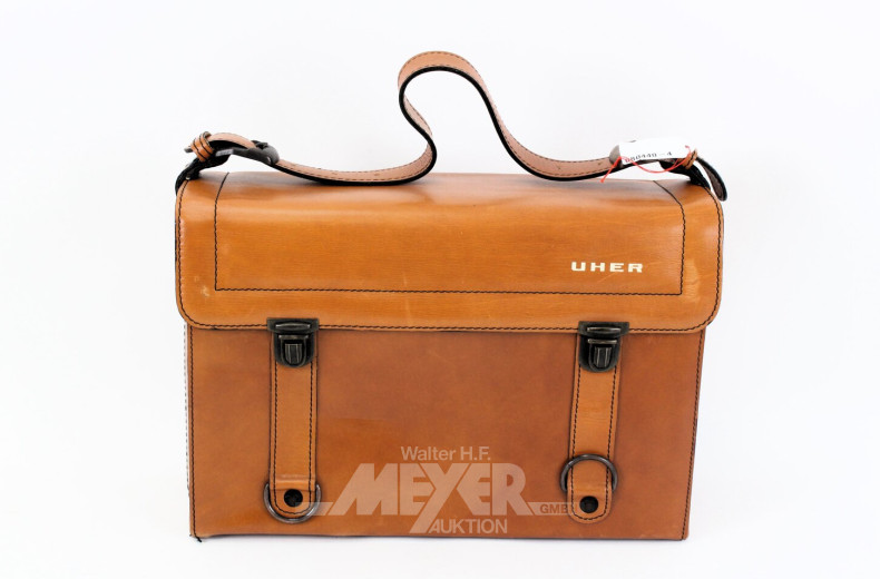 Portables Tonbandgerät mit Ledertasche