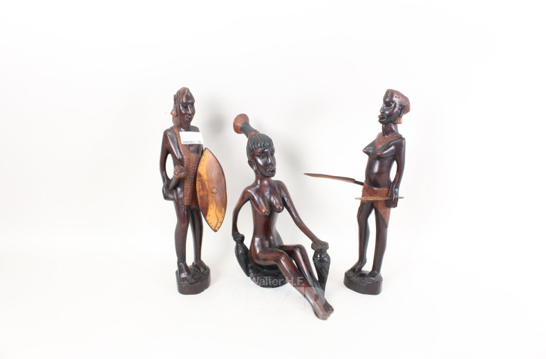 3 afrikanische Schnitzfiguren