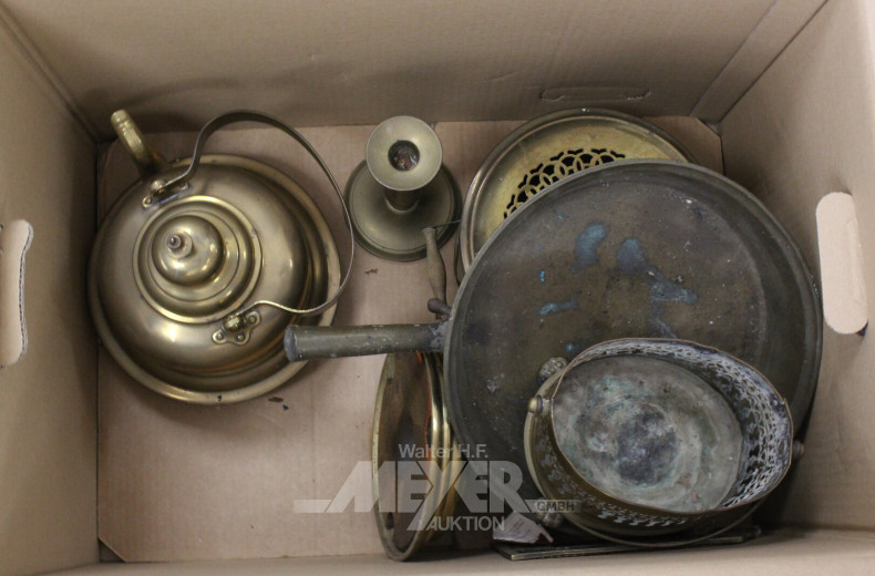 Posten Messing: Kerzenhalter, Pfannen, Stövchen und Dekorationen