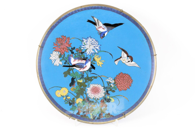 Cloisonné-Wandteller mit Vögeln