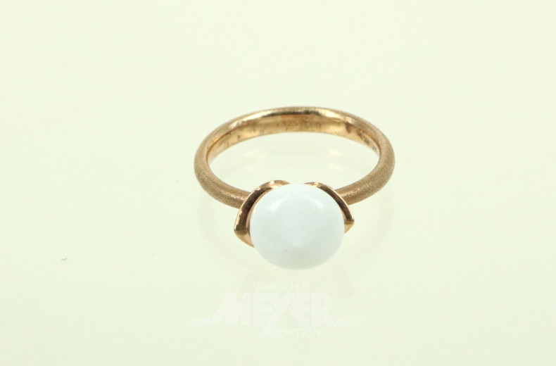 Noen Damenring, 925er Silber mit Rosé-Vergoldung und weißem Kaschalong