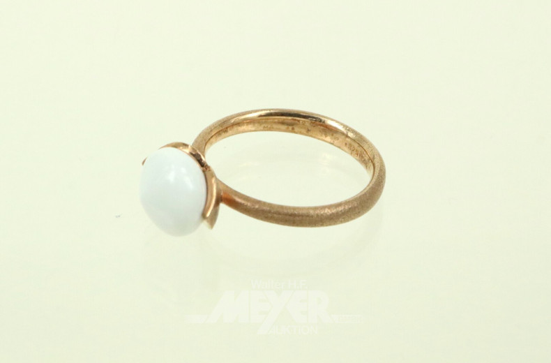 Noen Damenring, 925er Silber mit Rosé-Vergoldung und weißem Kaschalong