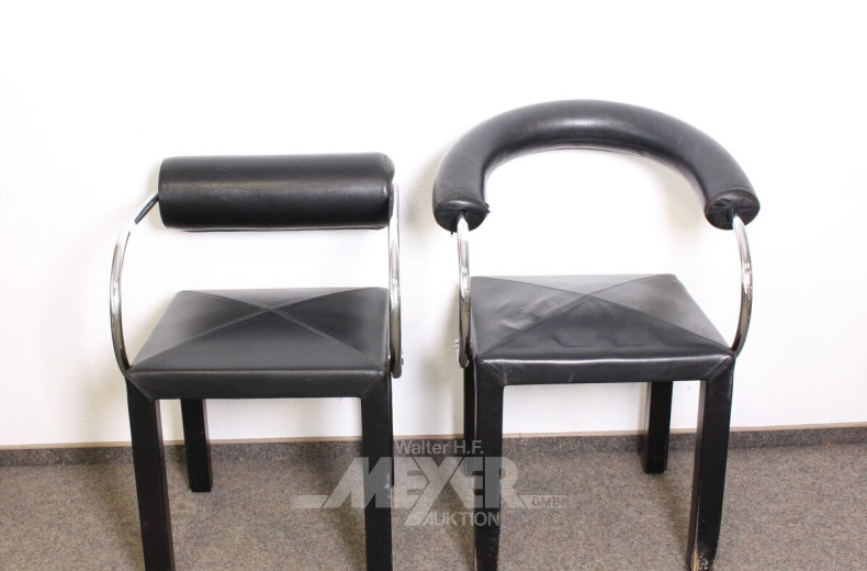 3 Leder Stühle Arcadia von Paolo Piva