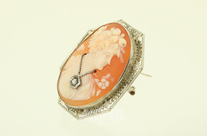 Gemme mit 1 kl. Diamant, gefasst in 585 WG