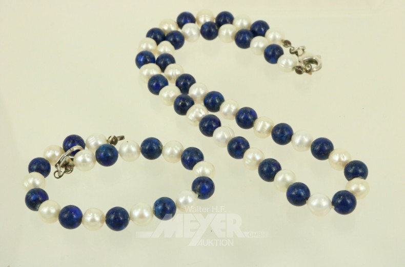 Perlen-Schmuckset, 2-tlg.: Halskette mit passendem Armband