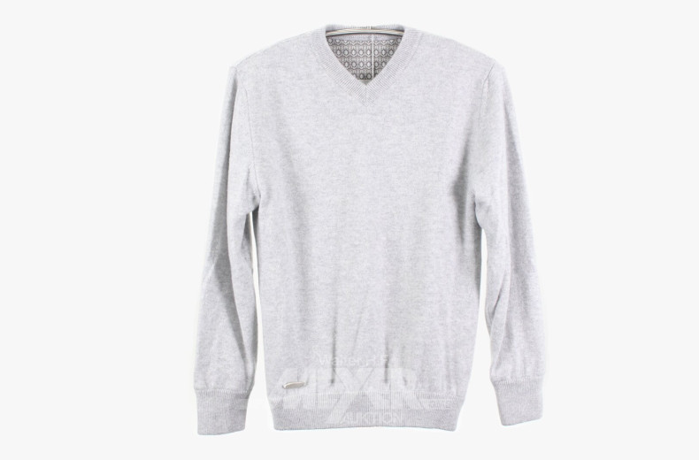 Kashmir-Pullover, V-Ausschnitt, Grau, Größe M