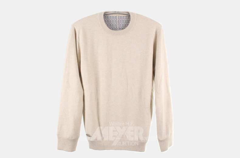 Kashmir-Pullover, Rund-Ausschnitt, Sand, Größe M