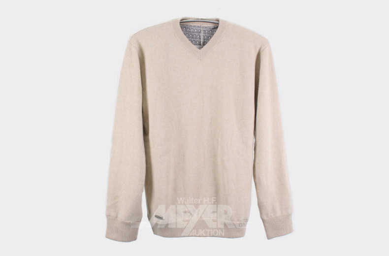Kashmir-Pullover, V-Ausschnitt, Sand, Größe M