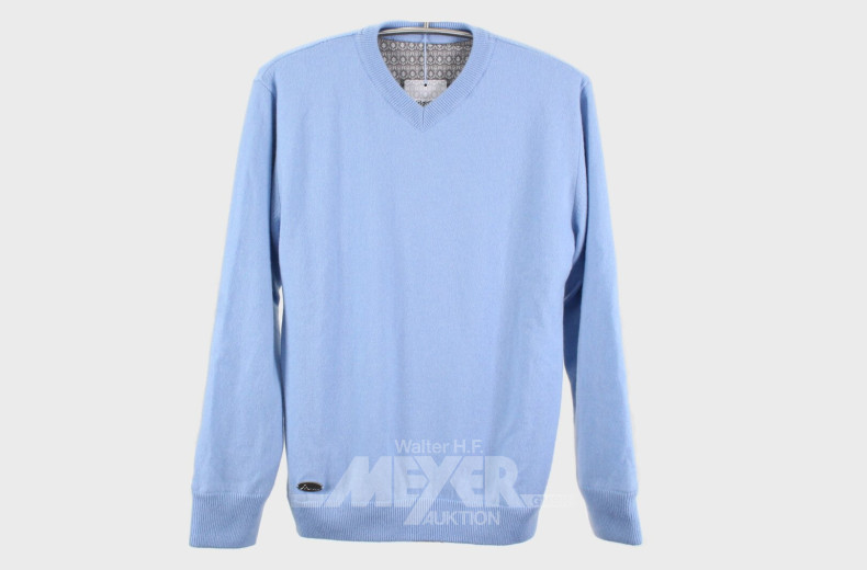 Kashmir-Pullover, V-Ausschnitt, Sky, Größe XXL