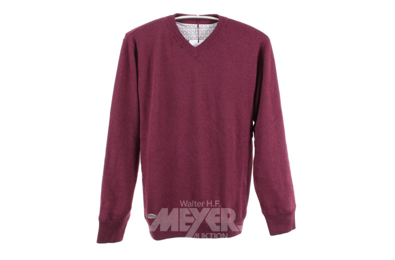 Kashmir-Pullover, V-Ausschnitt, Bordeaux, Größe XS