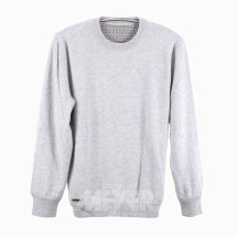 Los 76: Kashmir-Pullover, Rund-Ausschnitt, Grau, Größe L