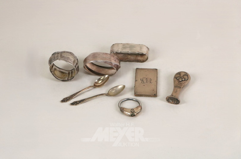 8 Kleine Silberteile, wohl überwiegend deutsche Herstellung