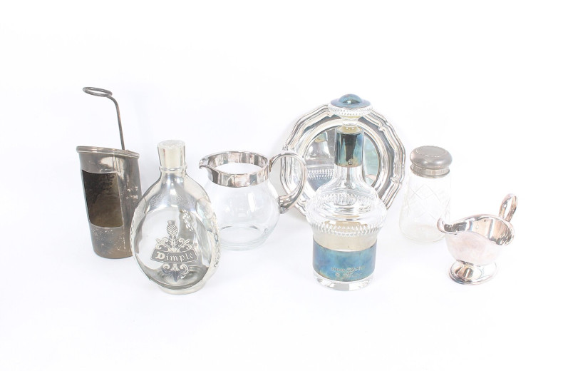 Konvolut Glasgefäße mit Metallbeschlag, tlw. versilbert