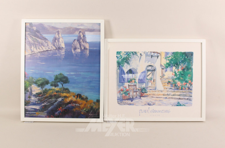 Paar Drucke 'Siesta' und 'Golf von Policastro'