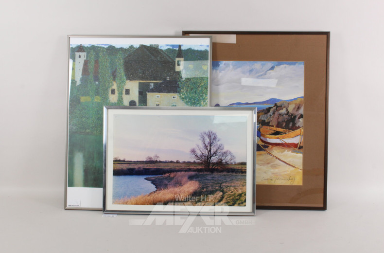 3 Drucke mit Landschaftsszenen