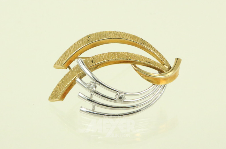 Brosche, besetzt mit 2 Diamanten