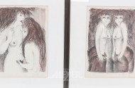 2 Farblithografien 'Amis'