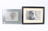 2 Radierungen 'Mal so' und 'Ohne Titel (Selbstporträt)'