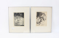 2 Radierungen mit Selbstbildnissen