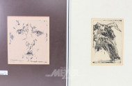 2 Radierungen 'Knochen eines Vereinsmitglieds' und 'Ohne Titel (Selbstporträt)'