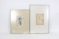 2 Radierungen  'Franka' und 'Ohne Titel (Selbstporträt)'