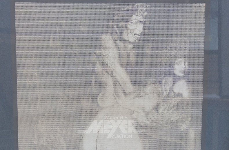 Lithografie "Weiblicher Akt mit Dämon"