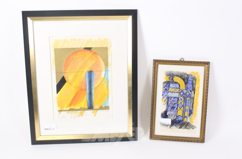 2 Farbserigraphie "abstrakte Komposition"