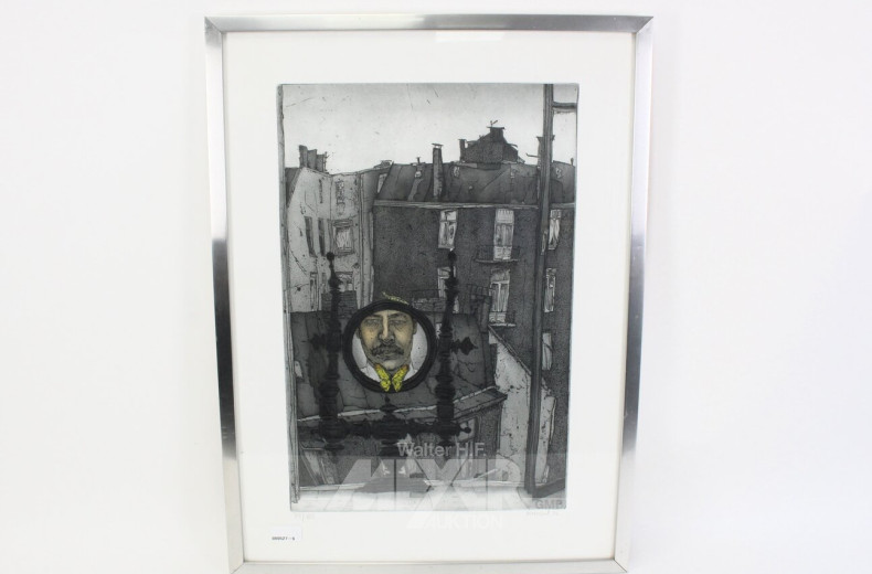 Farblithographie "Spiegel am Fenster"