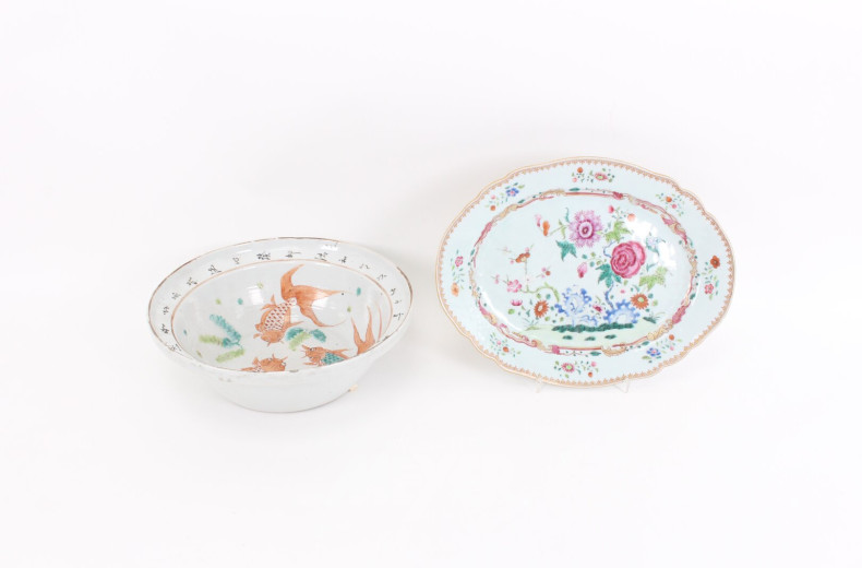 2 Chinesische Steingutteile, best. aus: