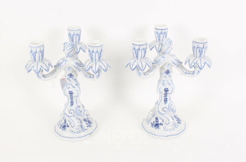 Paar Tischkerzenleuchter, 3-flammig