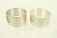 2 Breite Armbänder in 925er Silber, mattiert, mit Klemmverschluss und Teilvergoldung