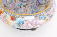 Große Cloisonné-Schale mit Holzsockel, China