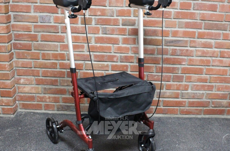 Rollator mit Armstützen, weinrot
