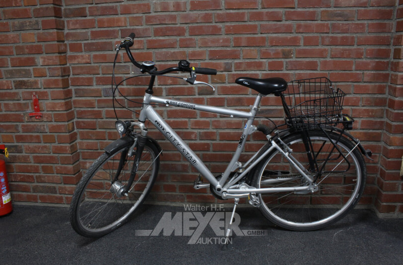 Herrenfahrrad in Silber, 7-Gang-Schaltung, vollgefedert