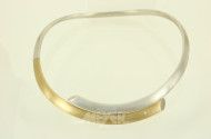 Halsreif mit kl. Brillant in 925er Silber, tlw. in 14K vergoldet