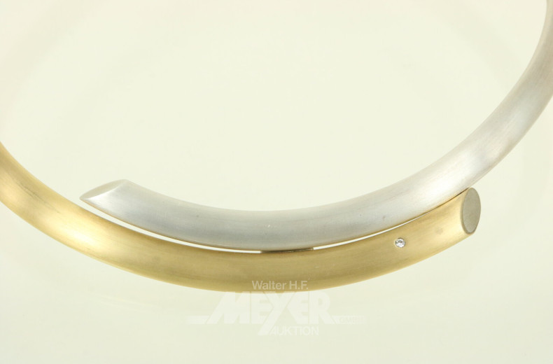 Halsreif mit kl. Brillant in 925er Silber, tlw. in 14K vergoldet