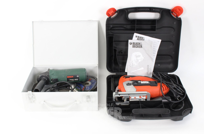 Stichsäge von Black & Decker und 1 Winkelschleifer von Bosch